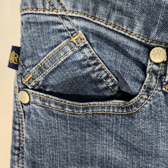 Rock & Republic Blue BERLIN Style Studded 5 Pocket Denim Blue Jeans Size 10S - Picture 3 of 12